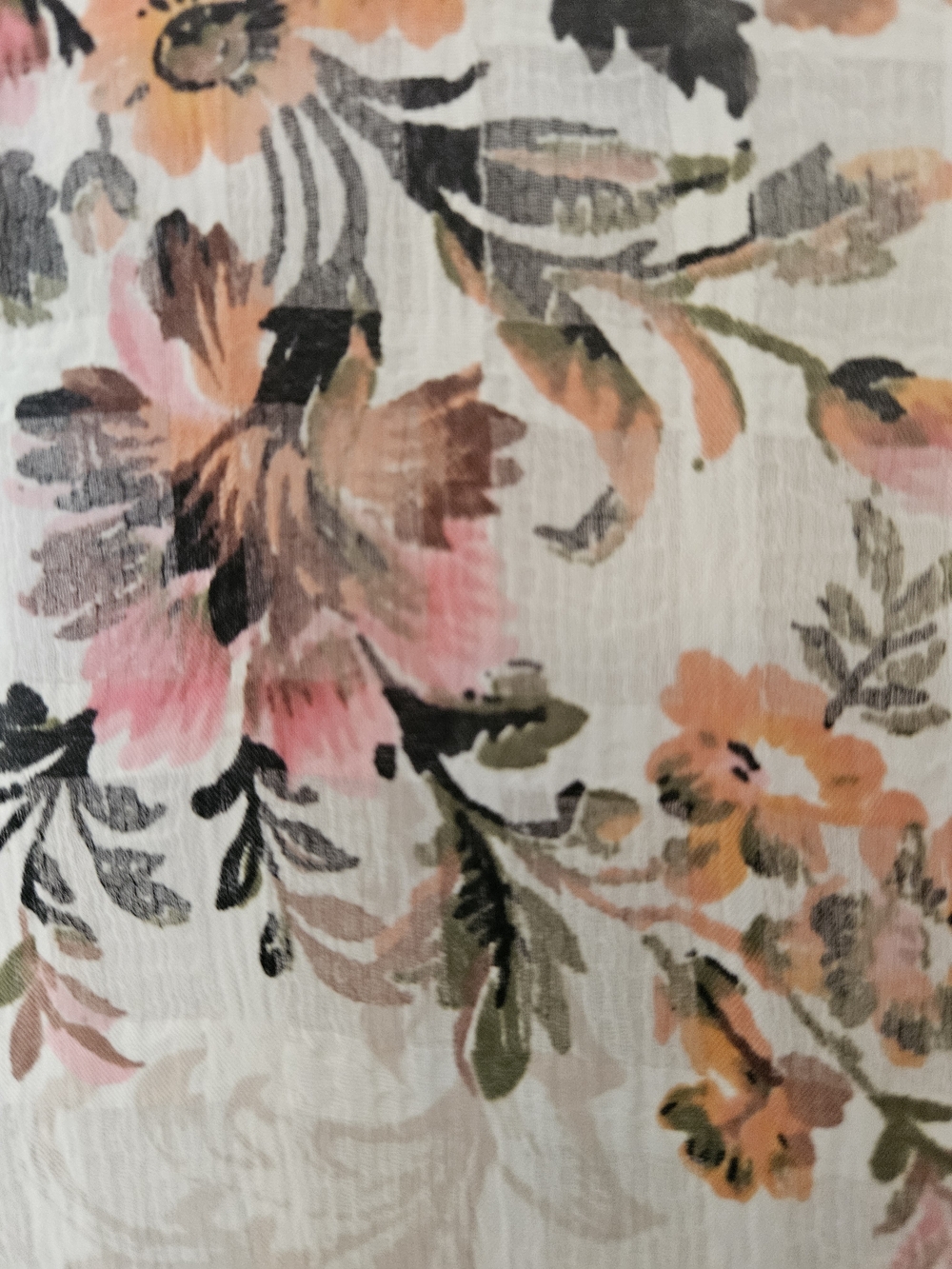 Femella Black - Cream Floral V-Neck Dress with Pink & Orange Blooms Medium Size - Picture 3 of 15